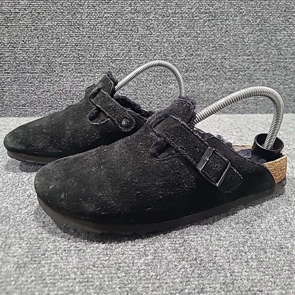 Birkenstock Womens Black Boston Fur Shearling Suede Clogs EU 40 Sz 9-9.5‎ Narrow